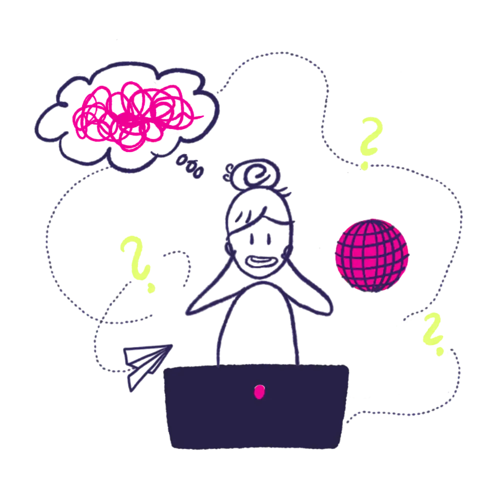 uinique-website-frau-ueberfordert Fatima mit Brillen-Geste und Lächeln – Symbol für visuellen Content, der im Kopf bleibt und Teil ihrer visual storytelling website ist